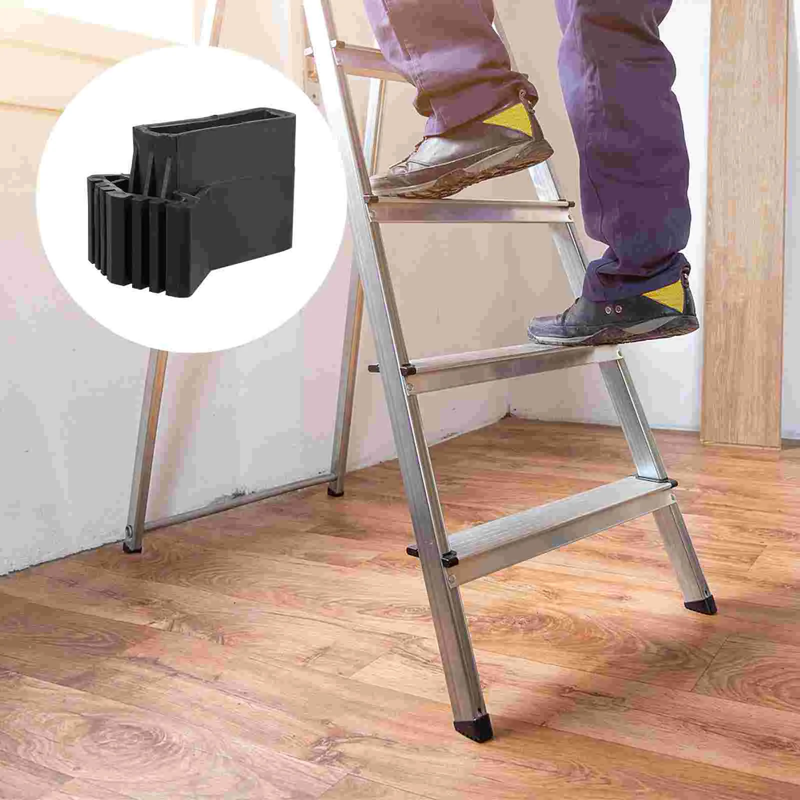 Almohadillas para pies antiescalera, accesorios negros para el hogar, seguro, sin cubierta, agarre óptimo profundo, plegable, 4 Uds.