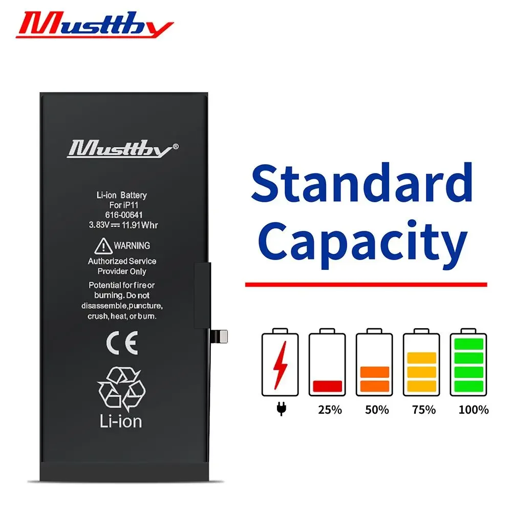 2pcs 100% Capacity No BMS Soldering Battery For iPhone 11 12 13 14 Pro Max Phone Batteria No Need Programmer Non Pop-up Warning