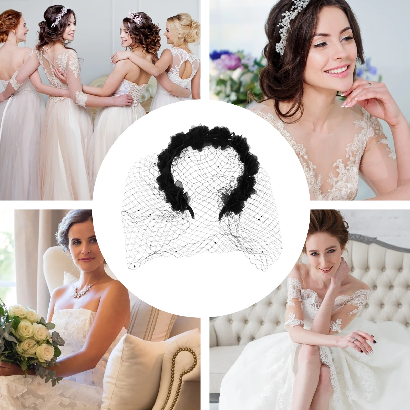

Flower Veil Headb Simple Hoop Women Headwear Party Headdress Birthday Prom Accessories Hair Decorative Photo Prop Durable Use