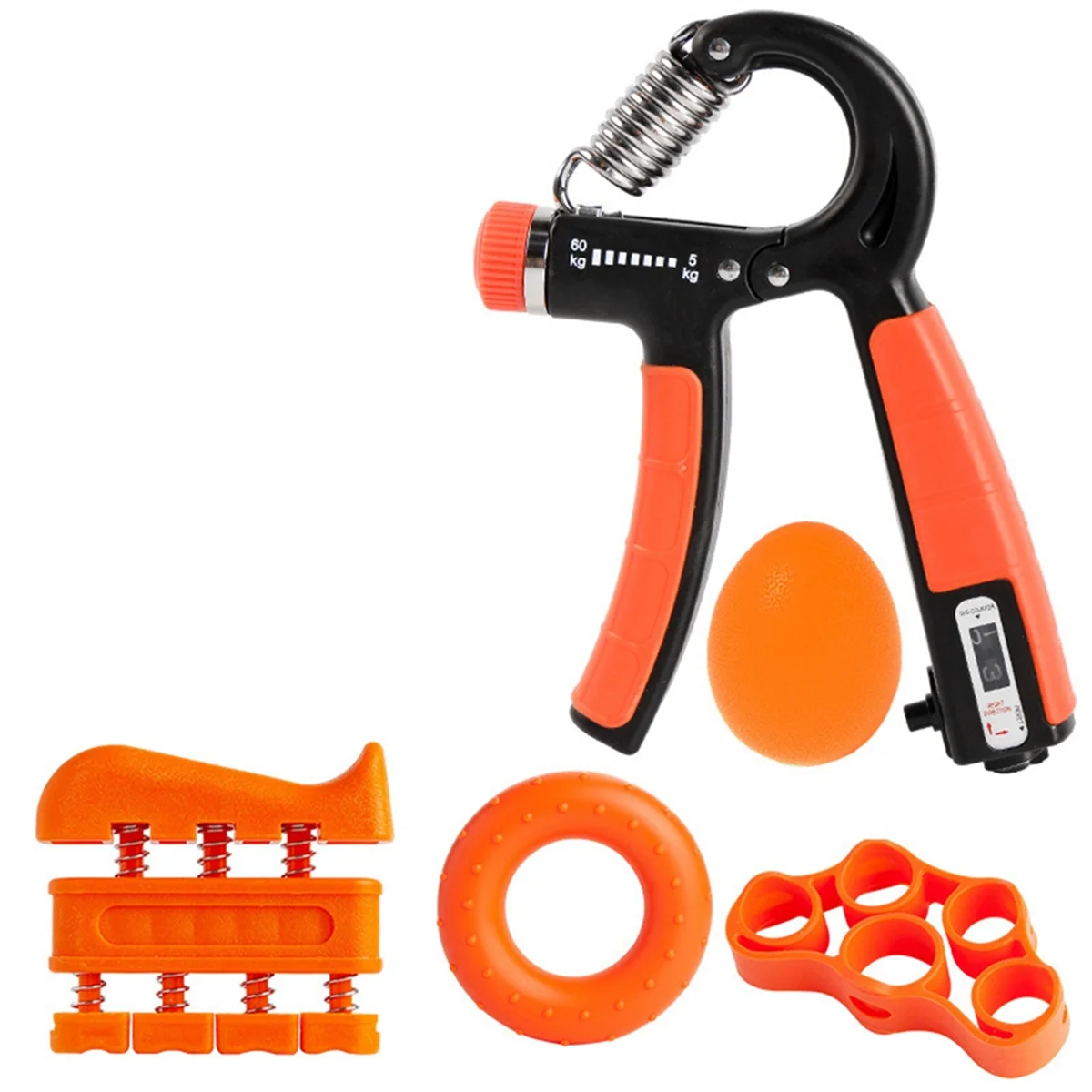 

ABMO Adjustable Gripper Set Five-Finger Puller Wrist Trainer Fitness Five-Piece Set Orange Color