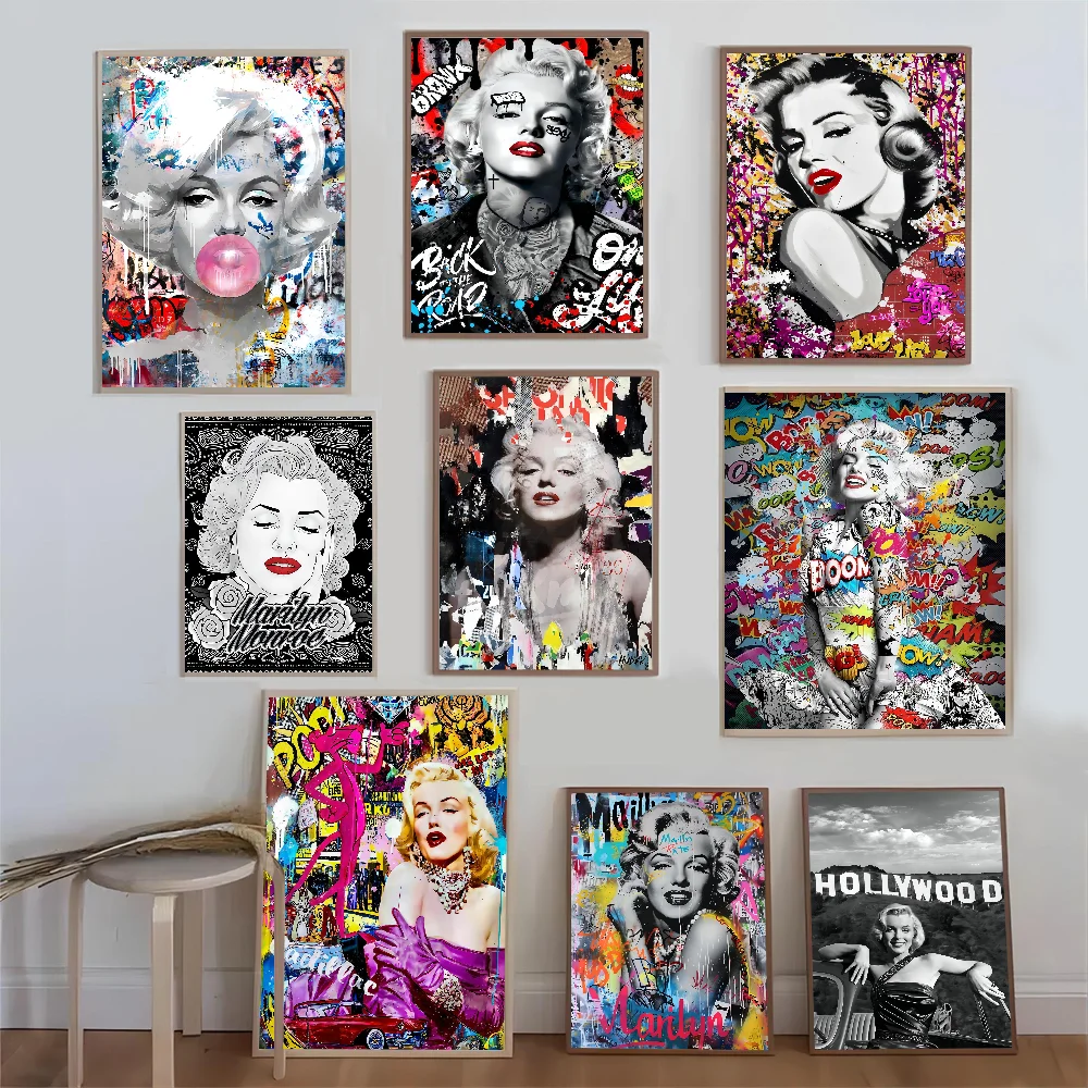 Vintage Marilyn Monroe DIY Sticky Poster Fancy Wall Sticker for Living Room Bar Decoration Wall Decor