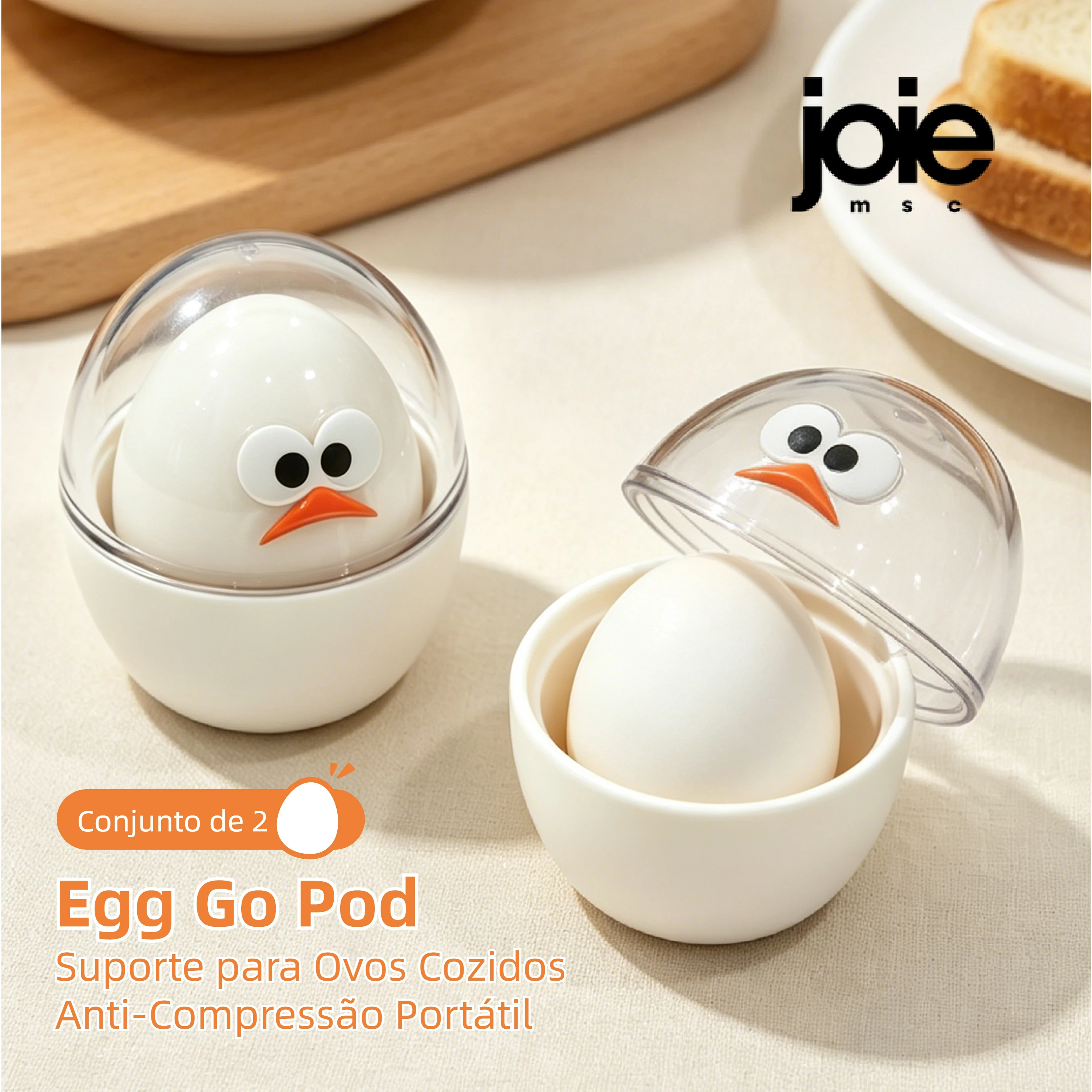 Suporte portátil para ovos Joie, 2 peças, caixa de ovos à prova de quebra, suporte para ovos cozidos, para escritório, escola, academia, piquenique, café da manhã, almoço