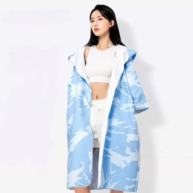 Men Women Quick Dry Towel Bathrobe Surf Poncho Hooded Swimming Diving Portable Travel Changing Absorbent Bath Beach Robe