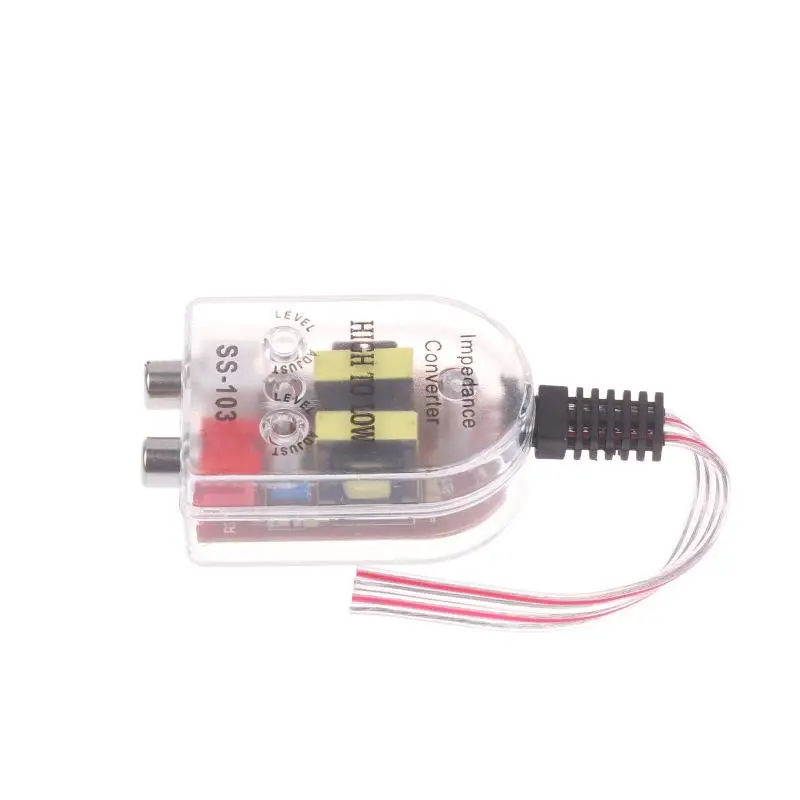 【1Pcs High To Low Level Audio Output Adapter Car Subwoofer Impedance Converter Uncharged Power Mode Car Audio Accessories】