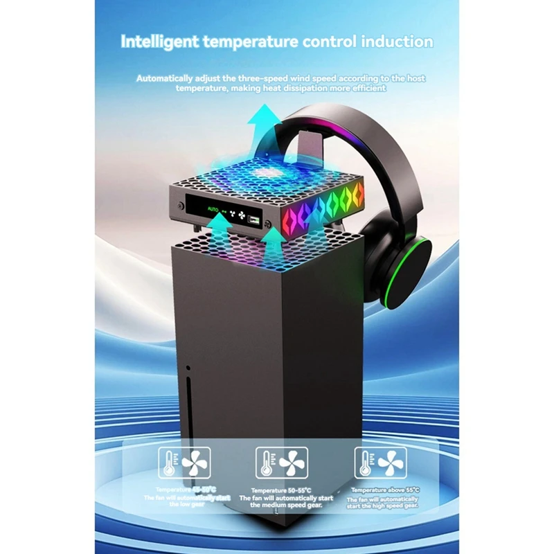 Cooling Fan For  Series X RGB Intelligent Temperature Controlled Fan Low Noise For  Series X