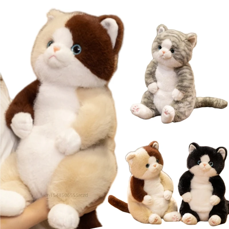 

45cm Cartoon Cute New Fat Lazy Cat Plush Doll Pillow Soft Black Grey Striped Cat Plush Toy Home Decoration Gift For Children