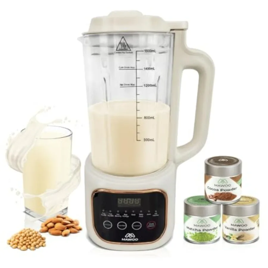 

Молоковарка для растительного молока 10-в-1, 1,6 л, с ароматическими картриджами, 35 000 об/мин, автоматическая очистка, отсрочка запуска на 24 часа, подогрев на 4 часа, модель А