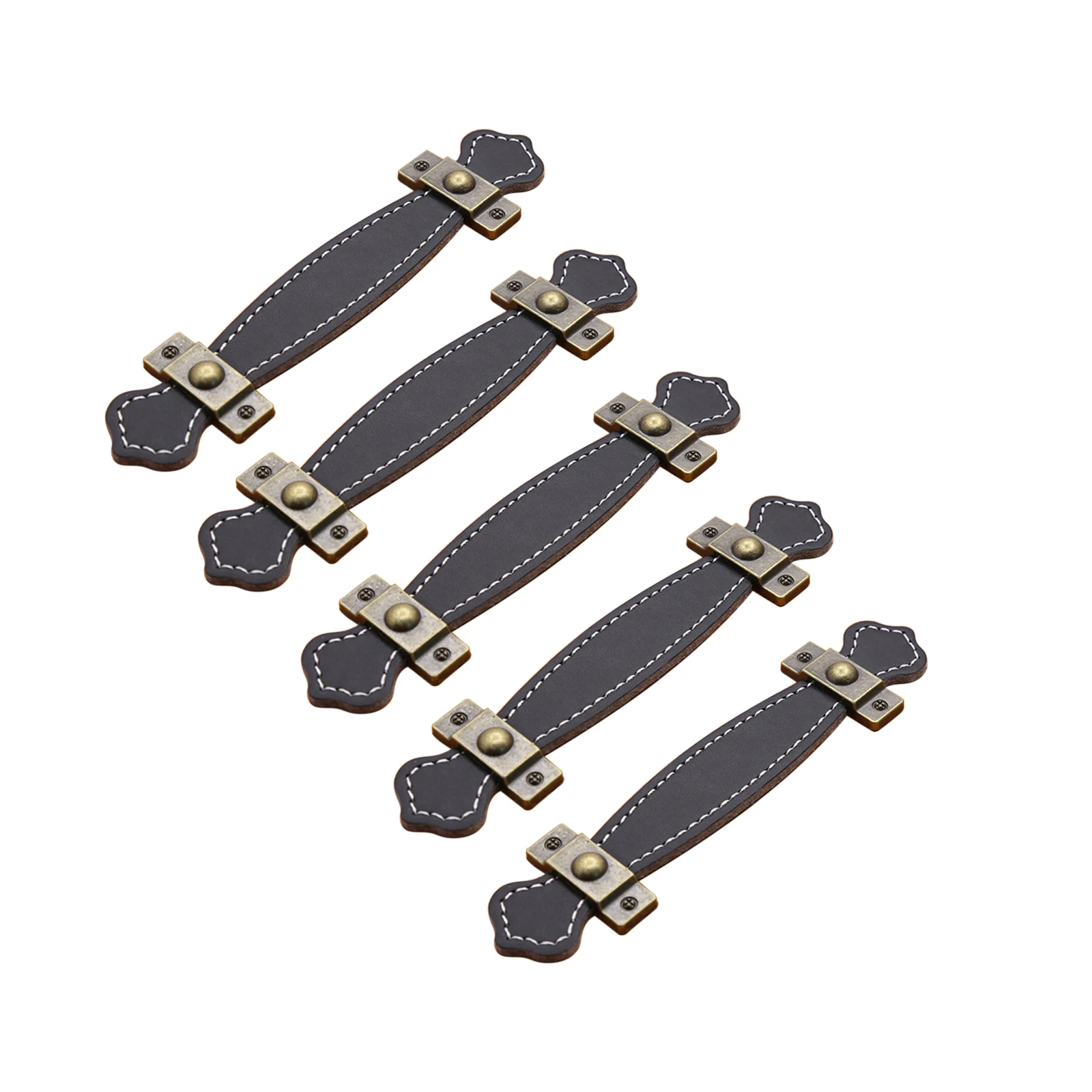 5Pcs Leather Drawer Pull 6 Inch Handmade Leather Dresser Pull Drawer Knob Soft Cabinet Handle for Wardrobe Furniture Replacement