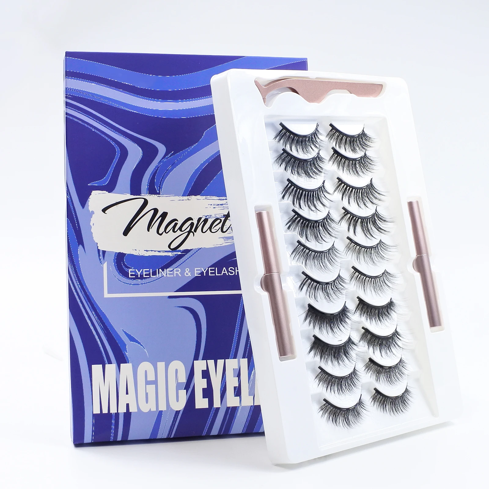 10Pairs Magnet False Eyelashes Reusable Magnetic Eyelashes With Eyeliner and Tweezers Natural Look Fake Eyelashes