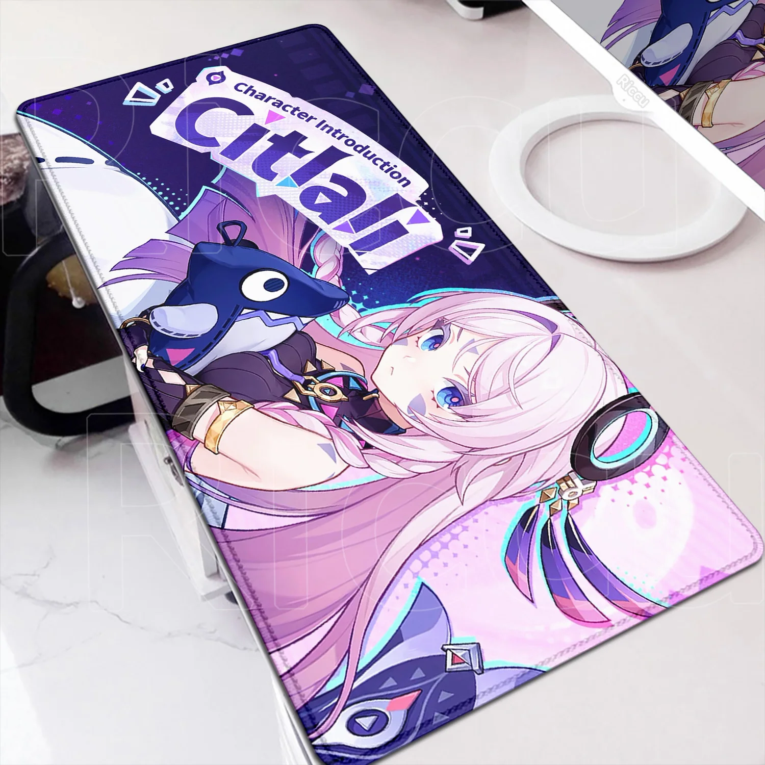 

HD Printing Cute Anime Deskmat XXL Rubber Mouse Pad Kawaii Gamer Genshin Citlali Non-slip Keyboard Mat PC Office Accessories