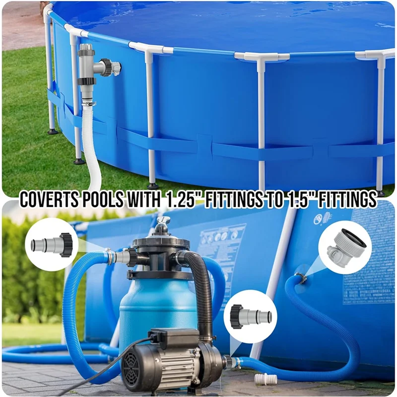 Adattatore per tubi per piscina Tipo connettore A/B per tubi da 1,25 pollici e 1,5 pollici per pompa filtro Intex, sistemi di acqua salata durevoli