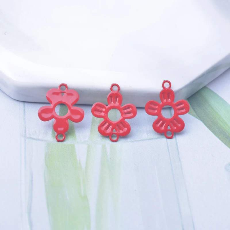 100 Stück/Lot AC10887 10*14mm Messing Kleine Blumen-Verbindungsstücke Bunte Schmuck-Ohrring-Accessoires – Detail 12