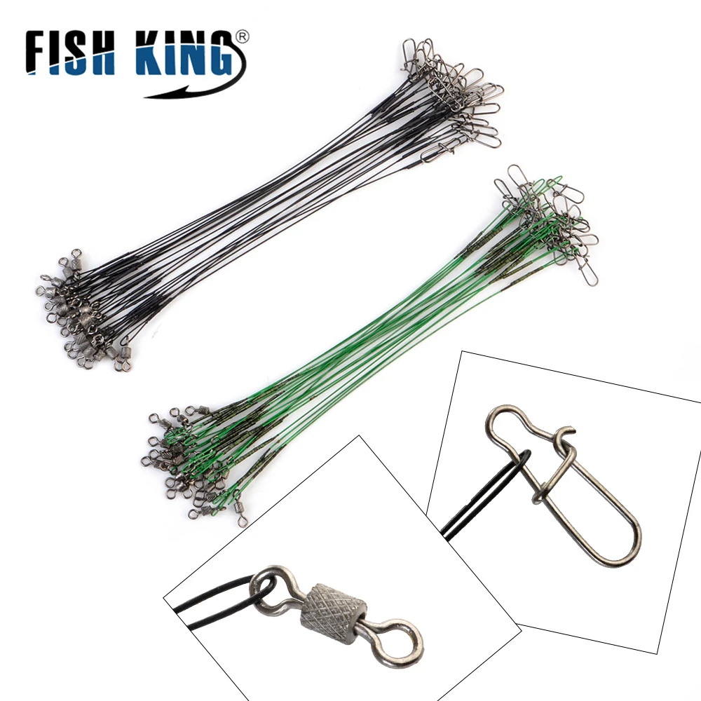 

20pcs 16/20/25cm Stainless Steel Wire Leader Fishing Leash With Swivel 50LB Anti-bite Line Leadcore Leash For Pike Fishing