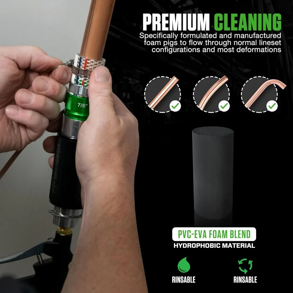 

hilmor HLC007 HVAC refrigerant line set cleaning kit clears pipe clean of all contaminants and remaining refrigerants