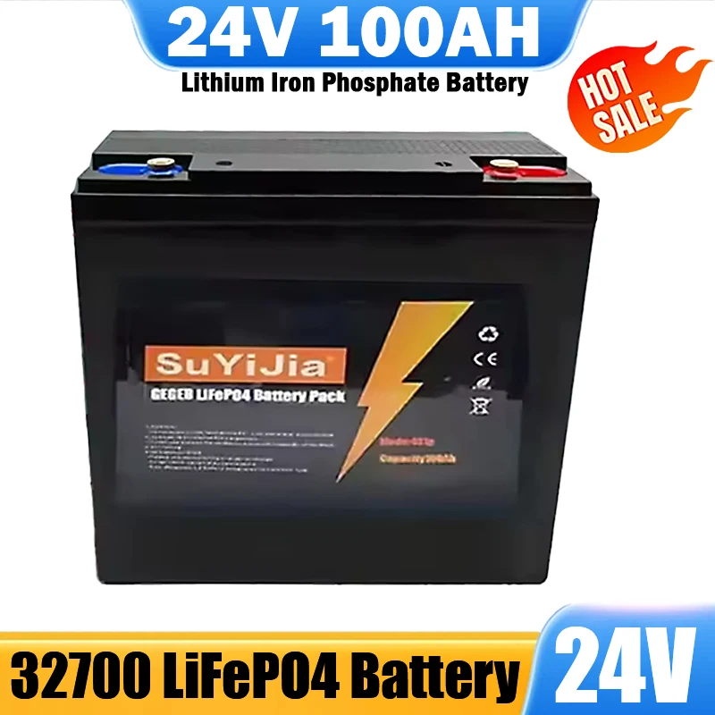 24V 32700 100AH LiFePO4 Battery Is Integrated with BMS 100A for RV Solar External Rechargeable Network Lithium Iron Phosphate
