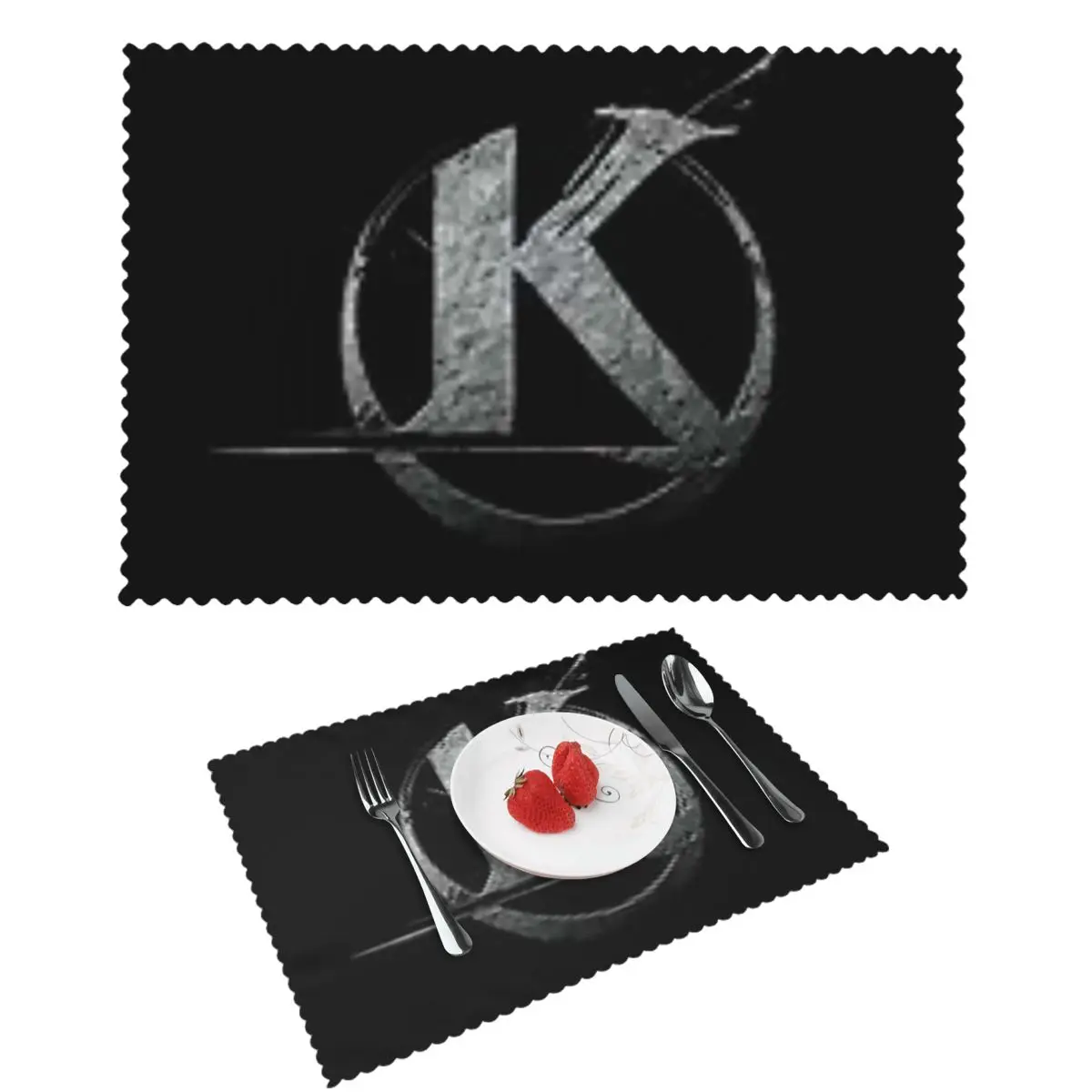 Mantel Individual negro con Logo de Kaamelott, tapete antideslizante para mesa de comedor, posavasos, decoración del hogar, esteras súper absorbentes