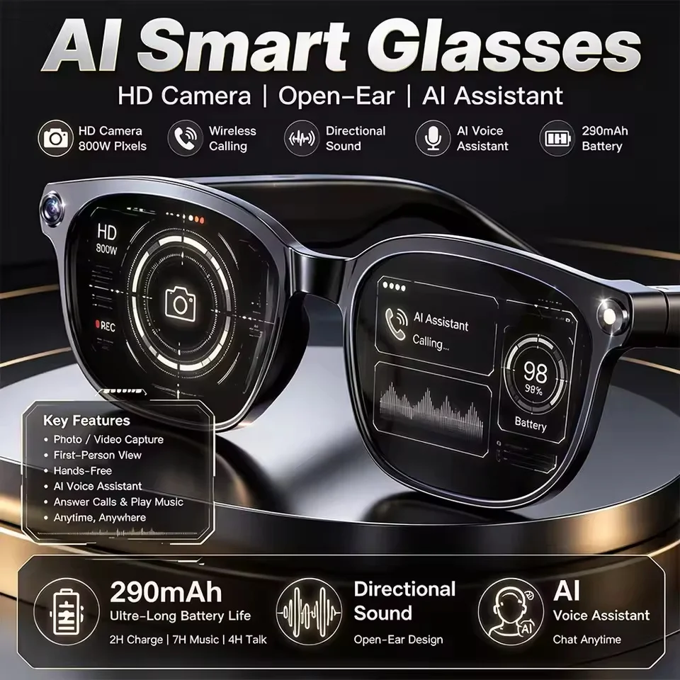 2026New 800W Pixel Camera AI Glasses Smart Translation Photo Video Recording Glasses Waterproof Call 32GB Storage Sunglasses Men