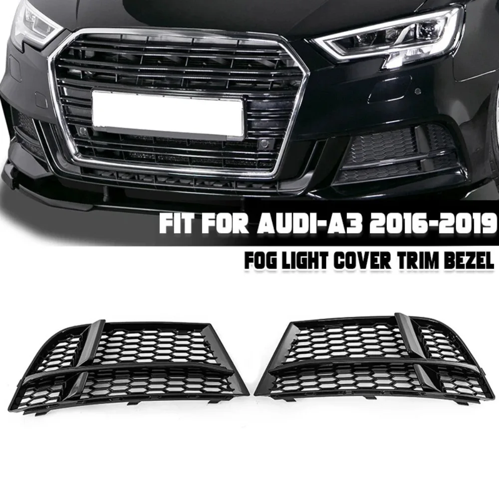 

8V3807682N глянцевый черный передний левый и правый бампер, противотуманные фары, решетки, автомобильные аксессуары, подходят для Audi A3/S3 2017 2018 2019 2020