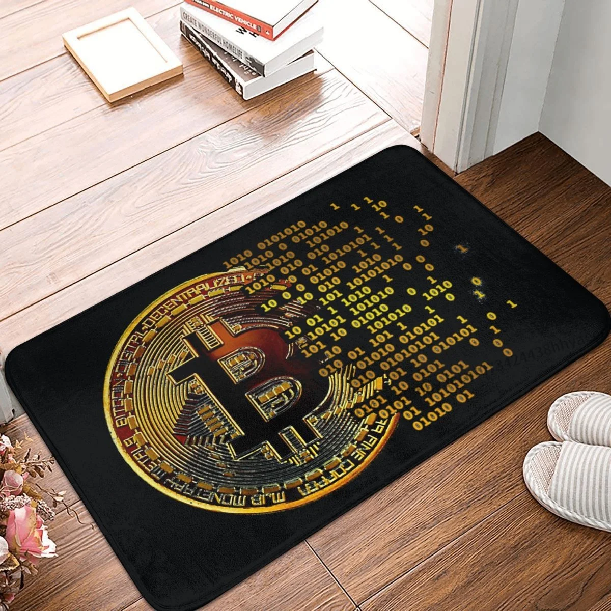 Cryptocurrency Art Bathroom Mat I Love Bitcoin Art Doormat Kitchen Carpet Entrance Door Rug Home Decoration