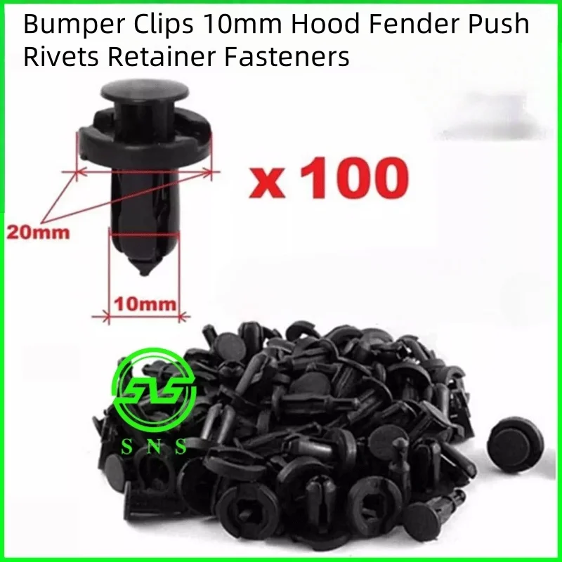 

100pcs Bumper Clips 10mm Hood Fender Push Rivets Retainer Fasteners for Honda
