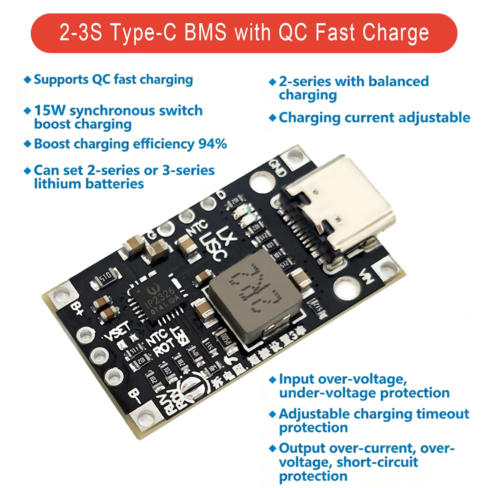 2S 3S Type-C USB BMS Charging - Li Ion Charger Module recension och pris