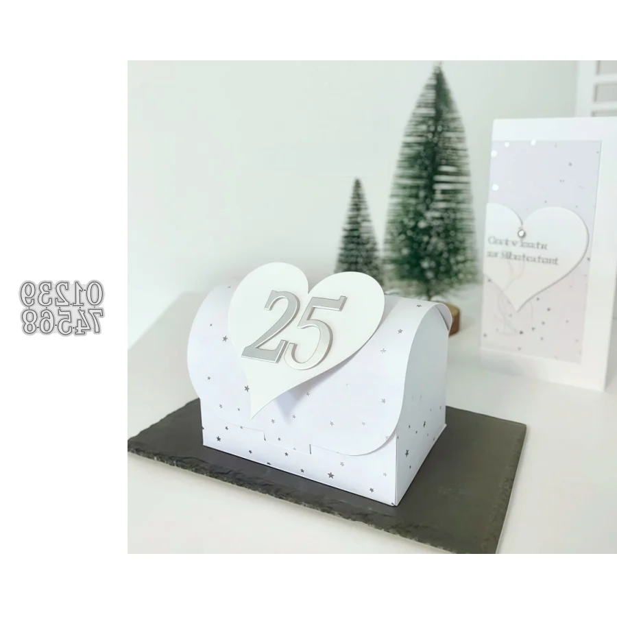 Eleganter Adventskalender, Zahlen, Umriss, Metall-Stanzformen für DIY Scrapbooking, Kartenherstellung, Schablonen, Prägung, Basteldekoration
