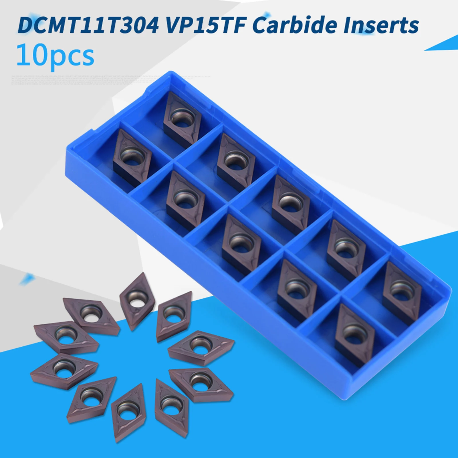 

CNC Carbide Blade, 10Pcs/set CNC Carbide Tips Inserts Blade Cutter Lathe Turning Tool with Box