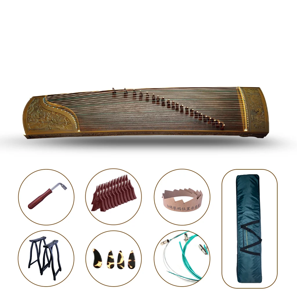 

LOOK 163cm Guzheng Collection Level Nanmu Chinese Koto Dragon Carved Zheng Precise Workmanship Ancient And Elegant Instrument