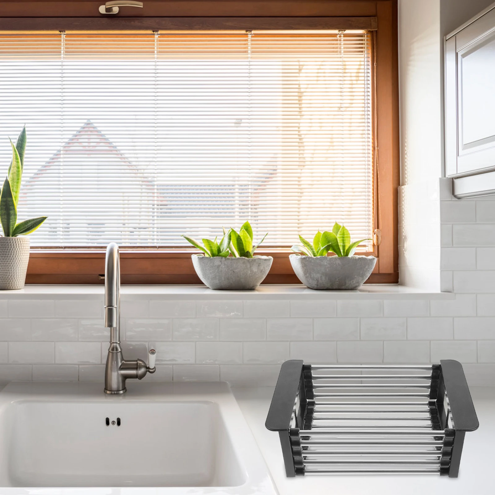 

Stainless Steel Retractable Drain Rack Multi Functional Kitchen Storage Shelf Sink Accessories Foldable Drying St