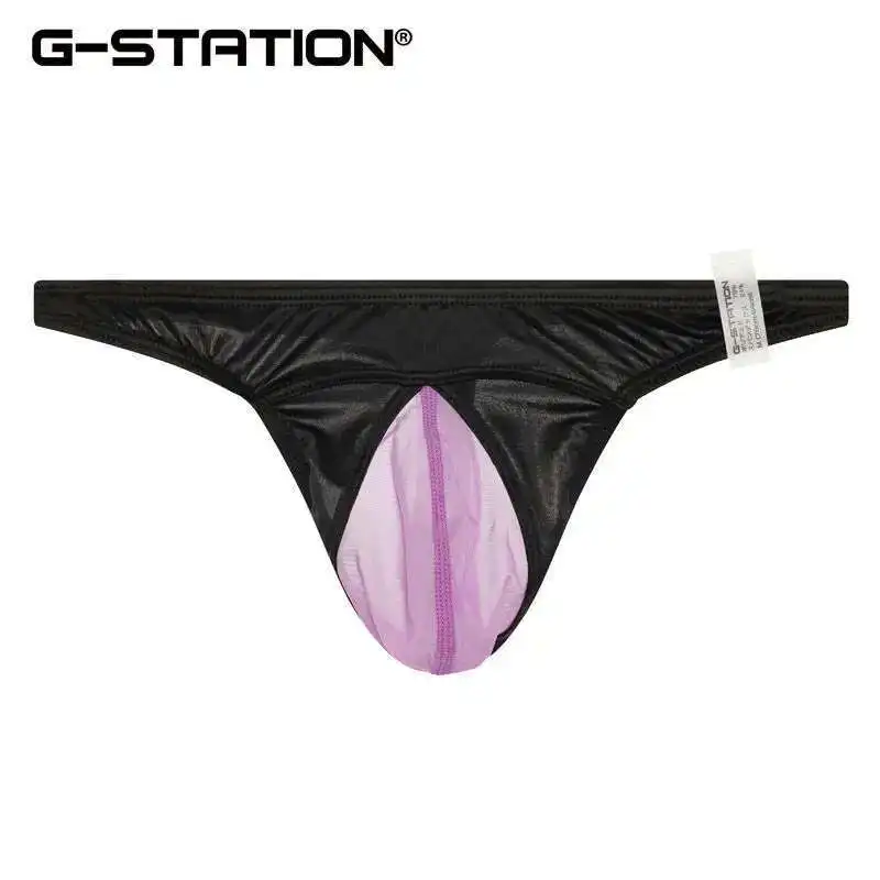 Summer Glossy Men Satin Silk Mesh Lingerie Panties Plus Size Underwears Sexy Low Waist Briefs