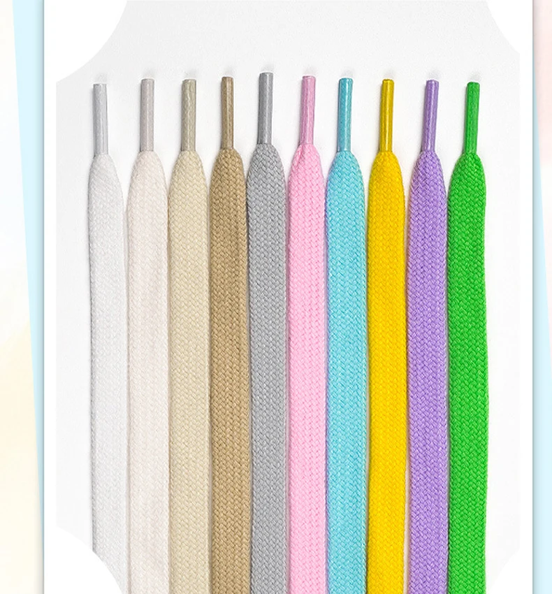 Doppellagige Schnürsenkel aus Polyester-Baumwolle, 1 cm breit, flach, hochwertige Schnürsenkel für Sneaker, Segeltuchschuhe, 1 Paar – Detail 1