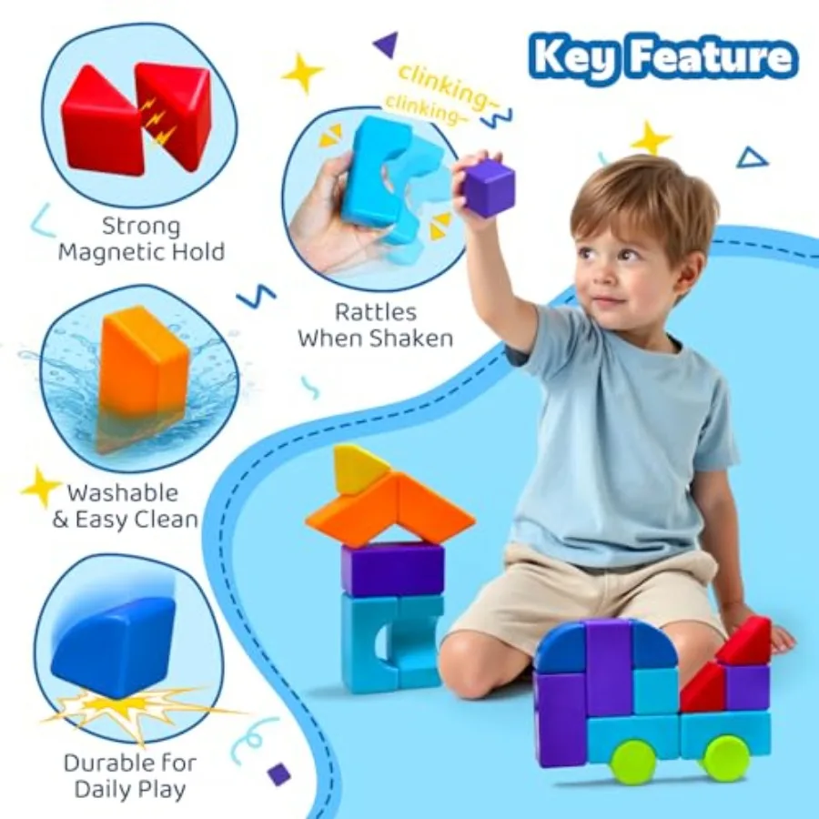Grandi blocchi magnetici da 1,65 pollici per cubi da costruzione multiforma 3D con forte magnetismo Set di giocattoli educativi STEM in età prescolare Monte