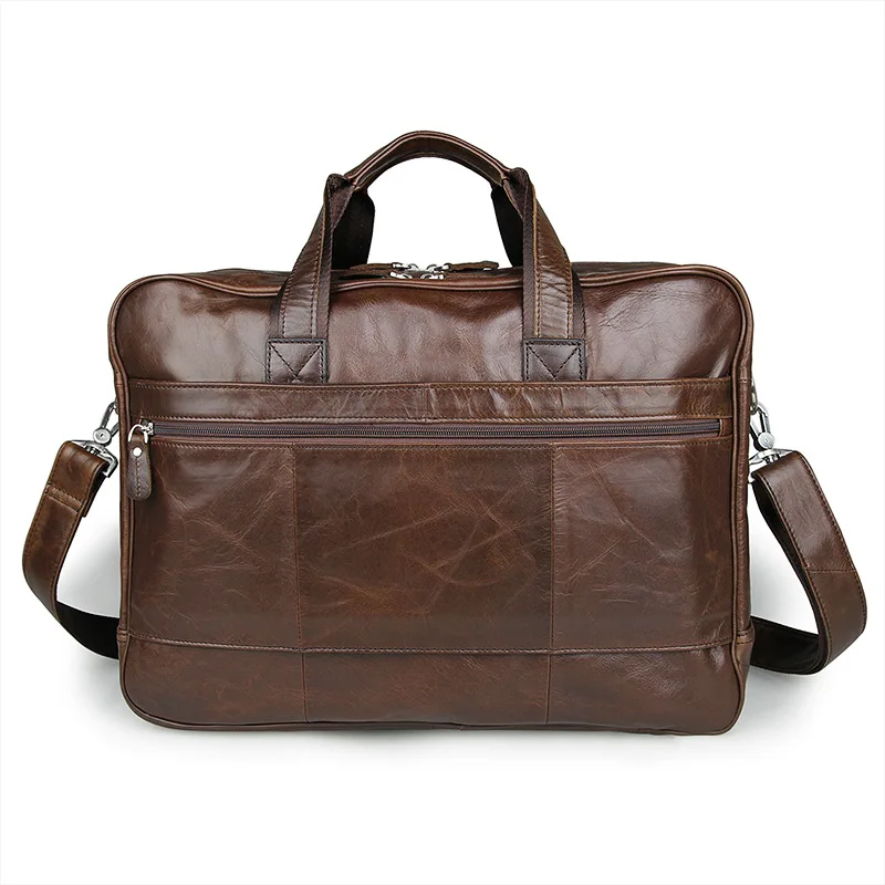 High Quality Genuine Leather Men Briefcase Business Bag Crazy Horse Leather Large 17'inch Laptop Bag Male Portfolio Office Case