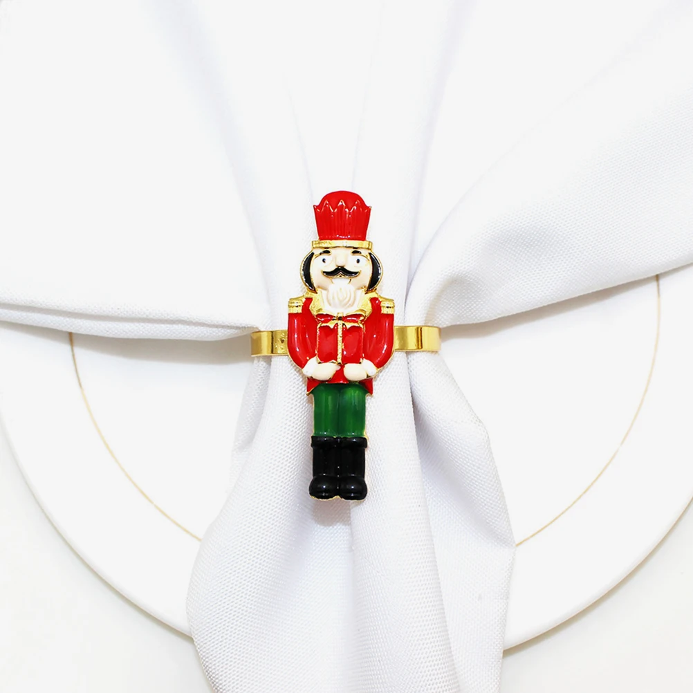 

2pcs Napkin Ring Nutcracker Shape Christmas Table Decoration Decorative Buckle Wedding Party Alloy Serviette Clasps Holders