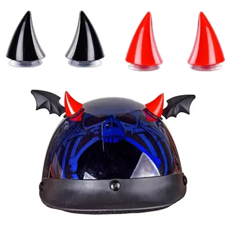

4Pcs Car Motorcycle Helmet Devil Horn Motocross Decoration Headwear Sucker Silicone Accessories