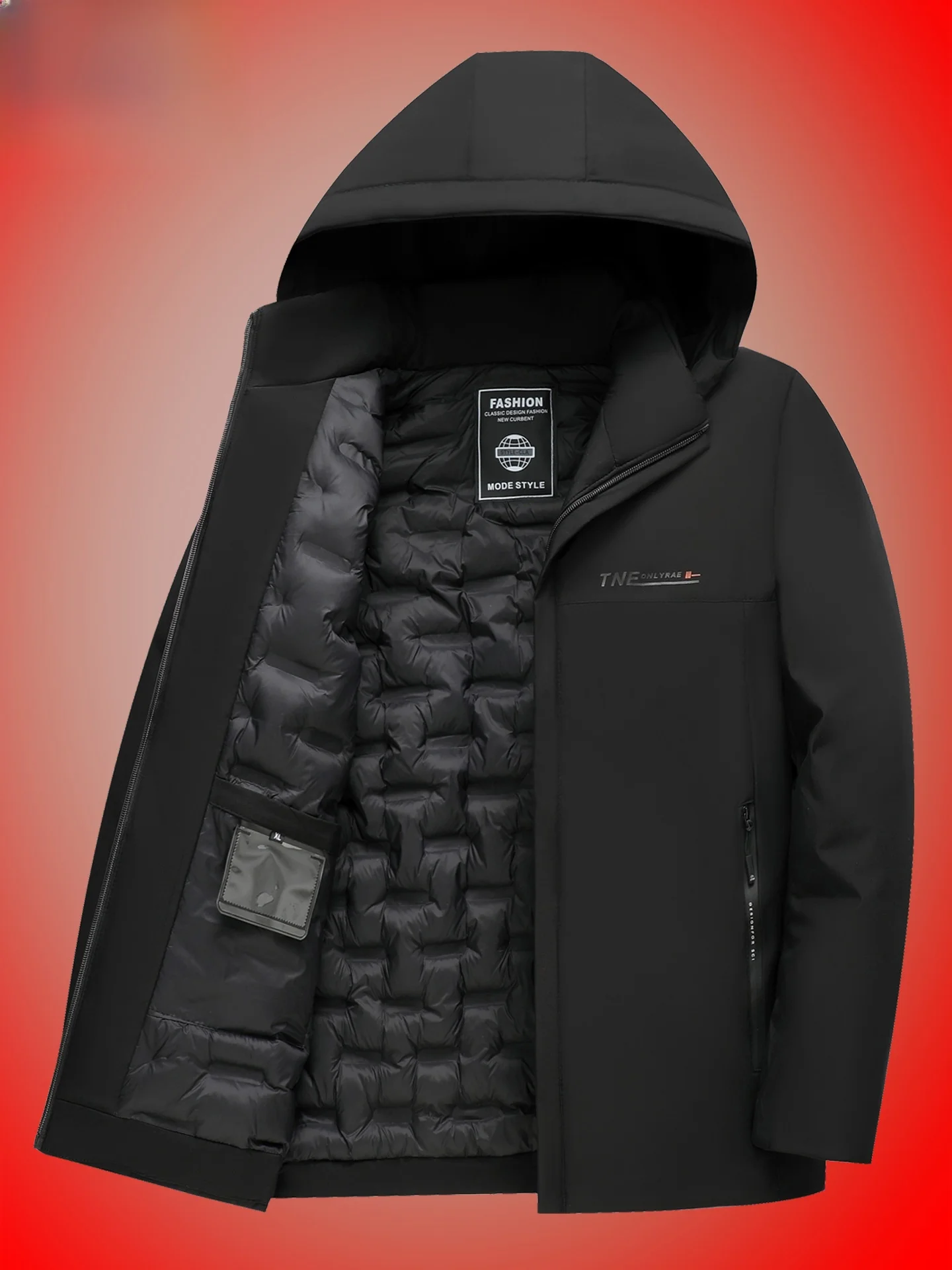 Thickened Fleece Men's Cotton Jacket Detachable Hat Warm Business Casual Winter Coat Fashionable Urban Style Long Sleeve Zipper