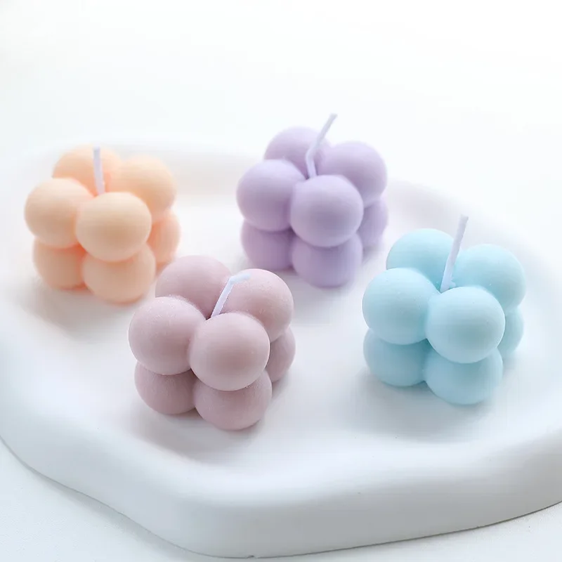 Small Scented Mini Cube Bubble Shaped Wax Candles for Home Bedroom Wedding Festival Party Decoration Aesthet Souvenir