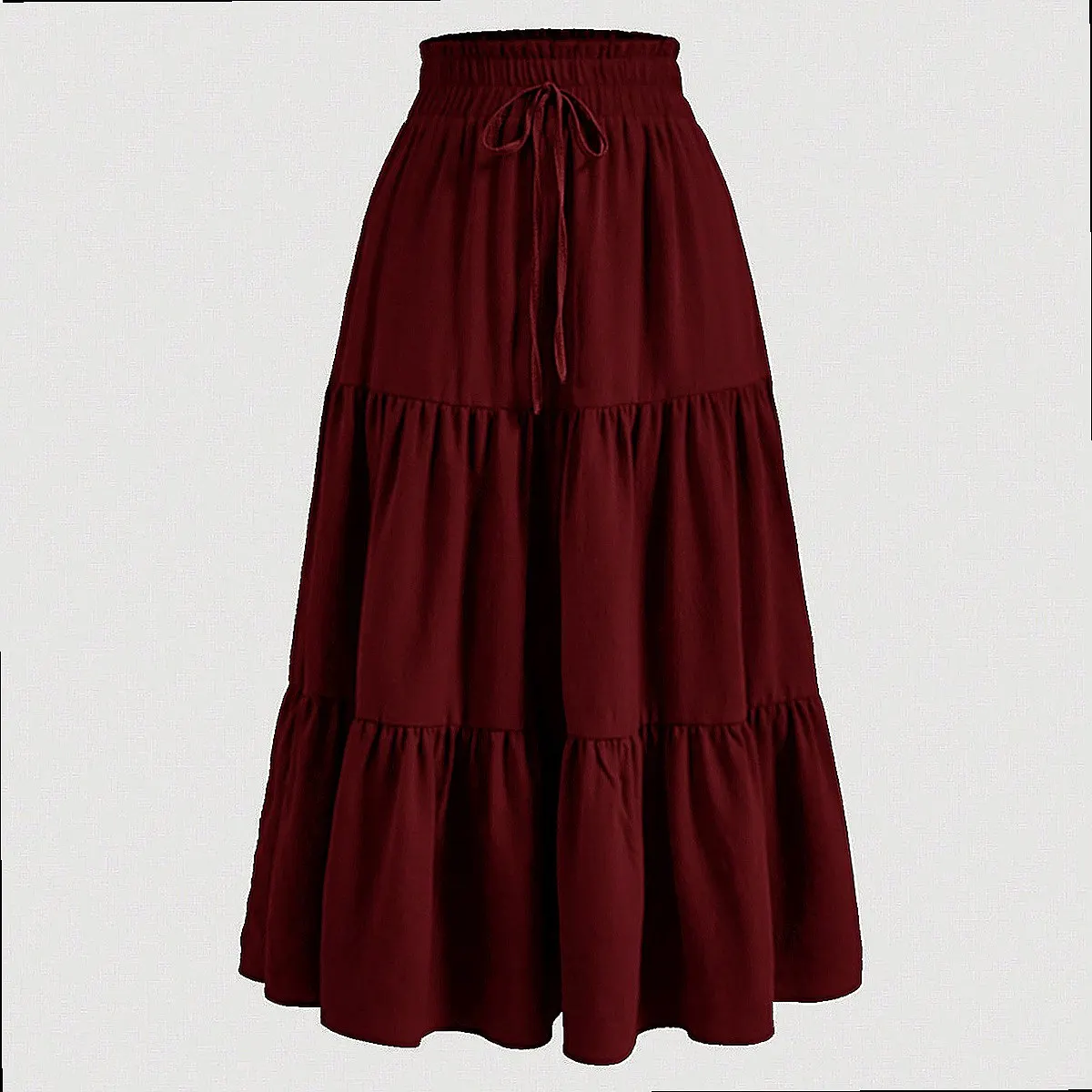 Floral Print Bohemian A-Line Skirt Layered Tiered Maxi Skirt Swing Dress