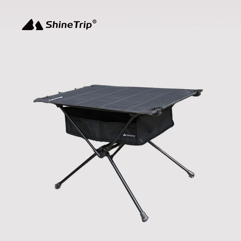 ShineTrip-Outdoor Aluminum Alloy Fabric Folding Table  Camping Storage Bag Desktop Storage Bag, Mesh Pocket  Car Table