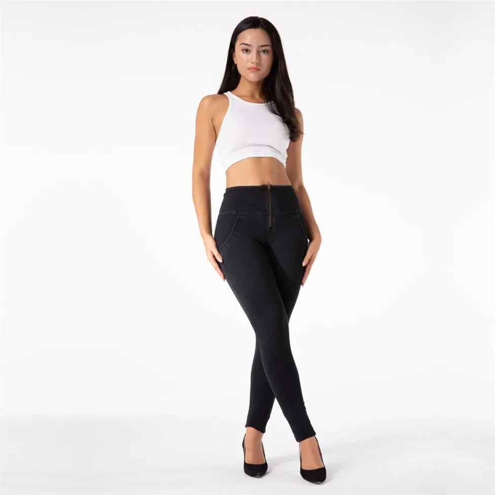Shascullfites High-Rise Skinny-Fit Stretch Denim Jeans Damen Vier-Wege-Stretchable Bequeme Passform Hose für Drop Shipping – Detail 10