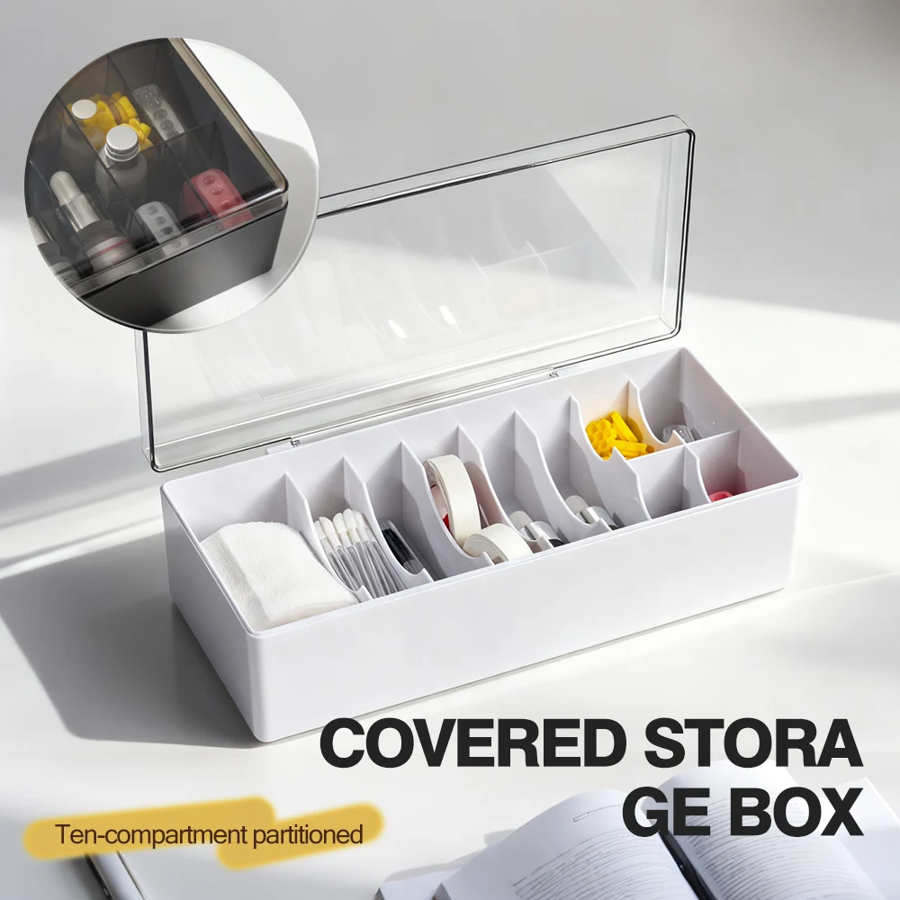 Caja de almacenamiento de 10 rejillas, contenedores organizadores artesanales, herramientas de almacenamiento de accesorios para uñas, organizador multirejilla para profesionales de belleza