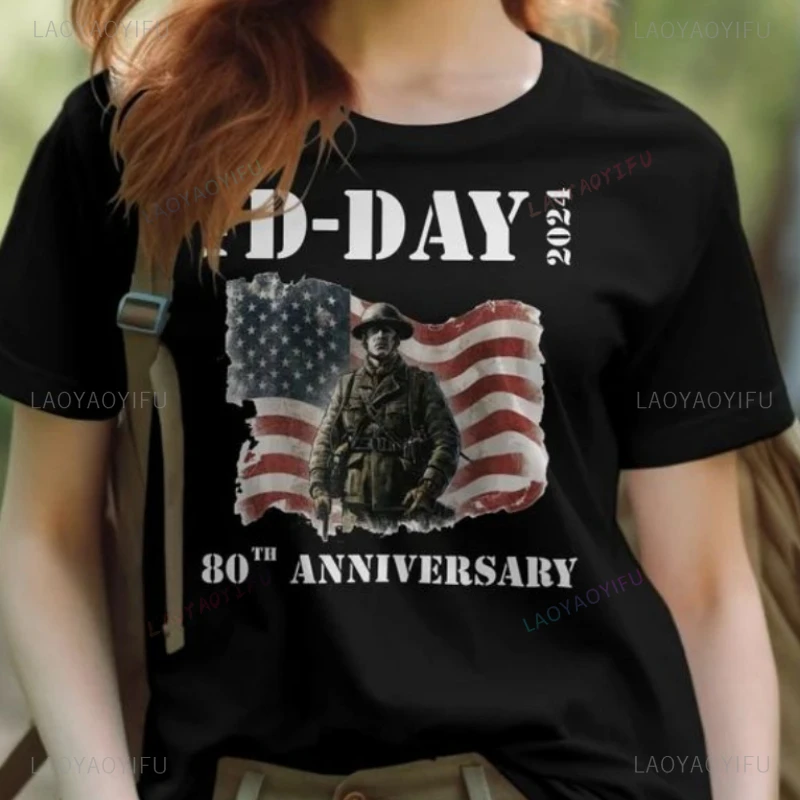 D Day Normandy Landings 80th Anniversary T Shirt 1944 2024 Cotton T-shirt Vintage Style Unisex O-neck Tee Shirts Streetwear Tops