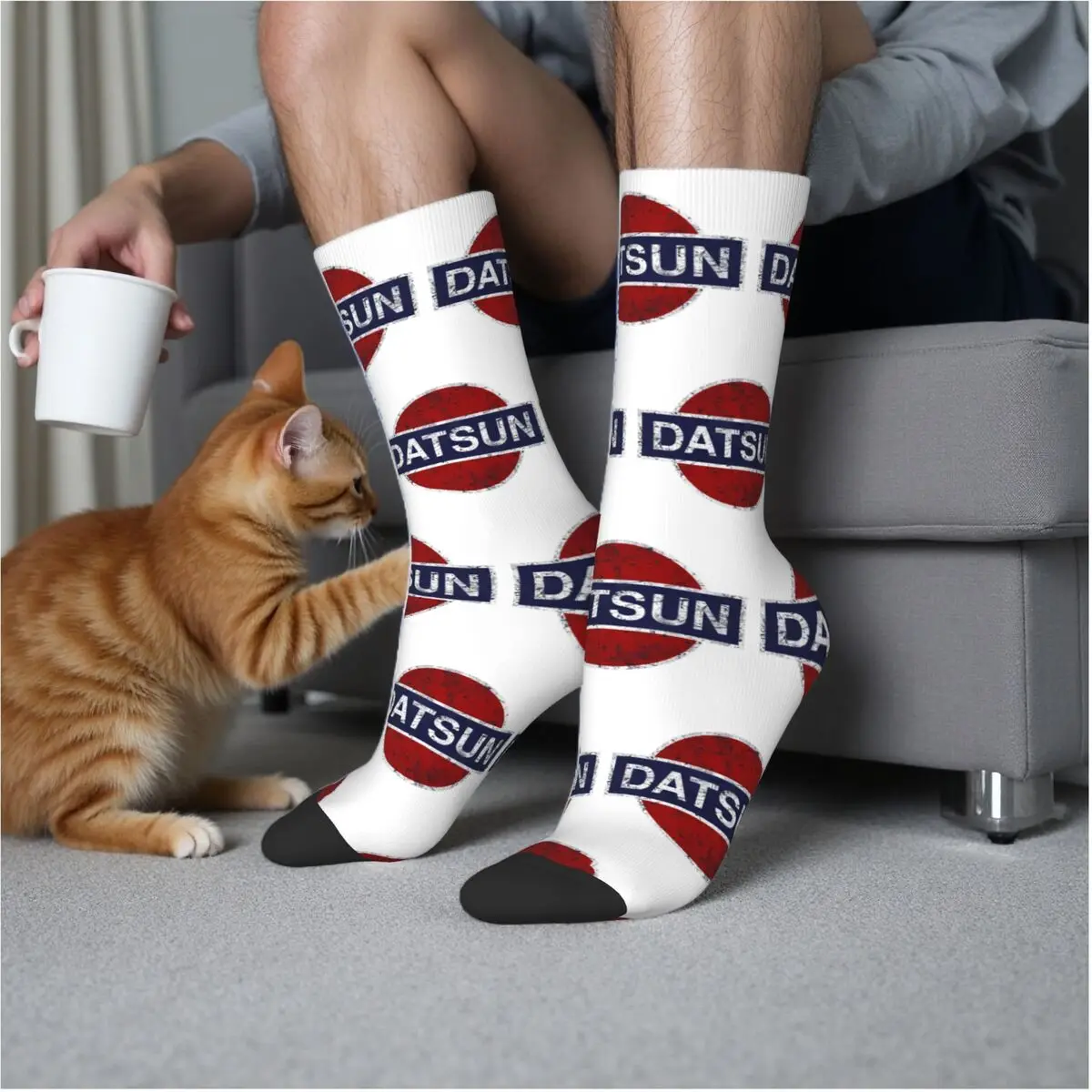 

Винтажные автомобильные носки Datsun, супер мягкие чулки в стиле Харадзюку, всесезонные длинные носки, аксессуары для мужчин и женщин, подарки