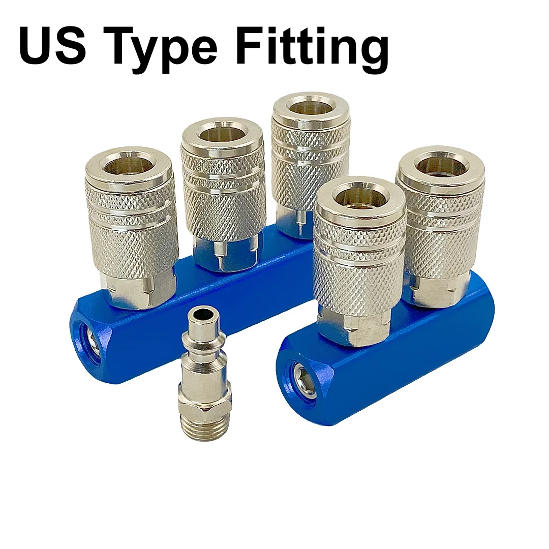 Air Compressor Manifold Splitter Coupler US Type 1 To 2/3 Ways Pneumatic Connector