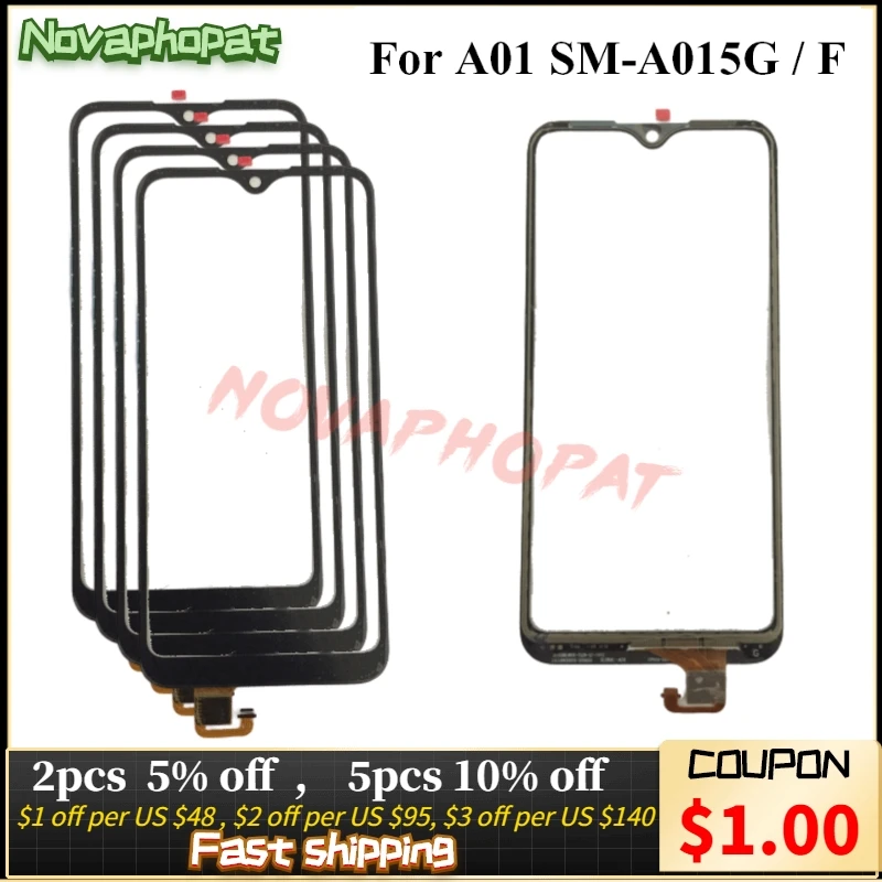 Novaphopat 삼성 갤럭시 A01 SM-A015F SM-A015G 터치 스크린 디지타이저 유리 센서, 외부 전면 패널