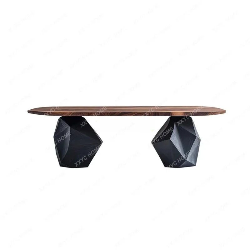 artists use rectangular modern simple high-end solid wood dining table design sense