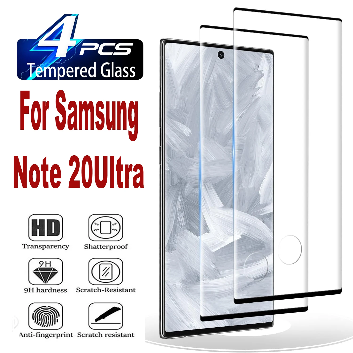 2/4Pcs Curved Four Sides Glue Tempered Glass For Samsung Galaxy Note 20 Ultra 5G Screen Protector Glass Film