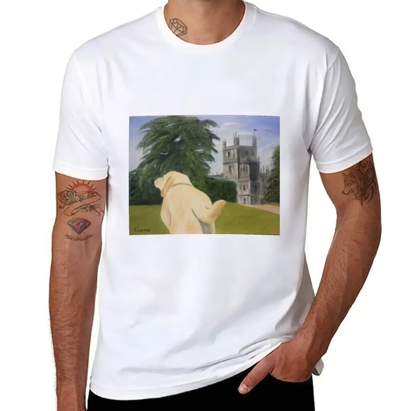 

Customs korean fashion mens white Downton Abbey's beloved Isis and the Abbey. T-Shirt heavyweight new arrival