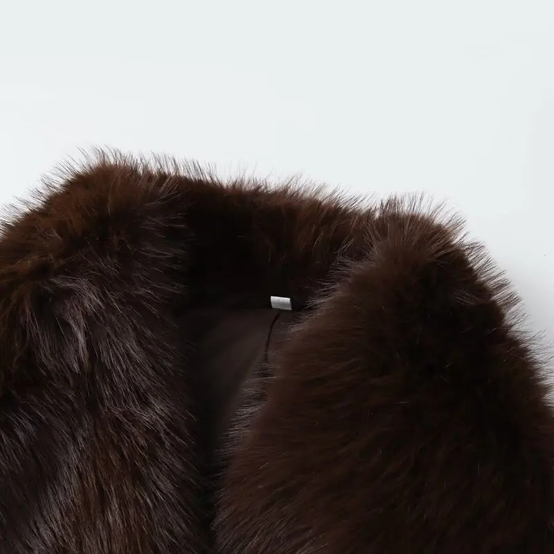 Fall 2025 Women's Loose Versatile Artificial Fur Jaet New Arrival Faion Outerwear Long Sve Regular Length Ladies Coat