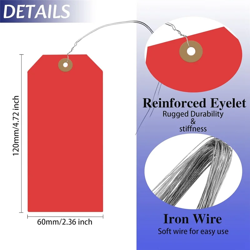 400 ป้ายการจัดส่งเปล่า,4.75X2.35 นิ้วแขวนแท็กเสริมหลุมและลวด,ผลิตภัณฑ์เครื่องประดับเครื่องแต่งกายป้ายBทนทาน
